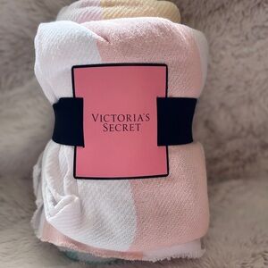 Victoria's Secret Pastel Multi-Colored Striped Throw Blanket